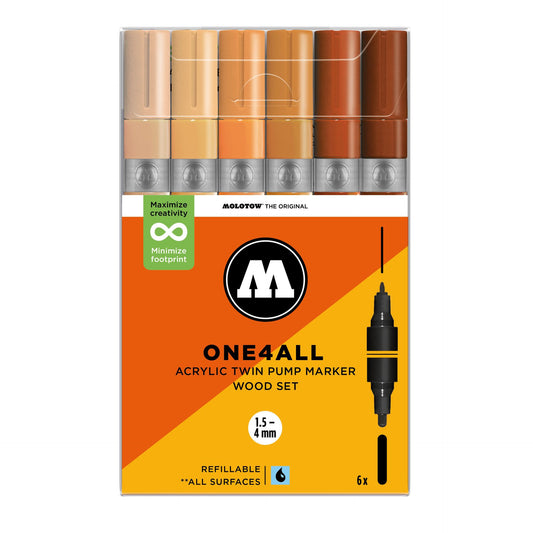 Molotow ONE4ALL Twin Marker 6set Wood