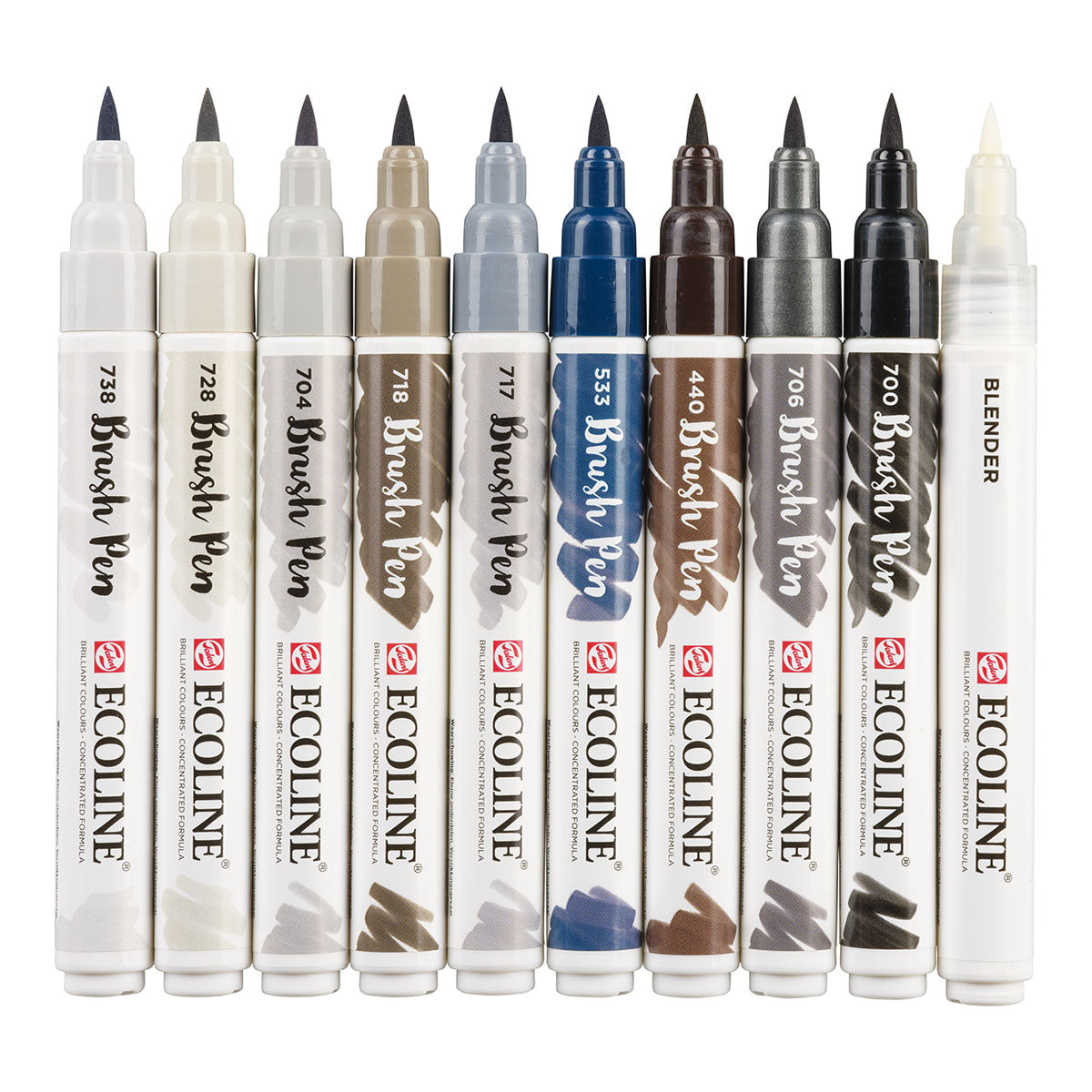 Talens Ecoline Brush Pen 10 set, Grey Colors