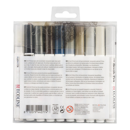 Talens Ecoline Brush Pen 10 set, Grey Colors