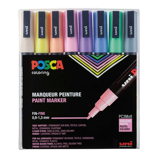 Uni Posca Markers PC-3M, 8 set Pastel Colors