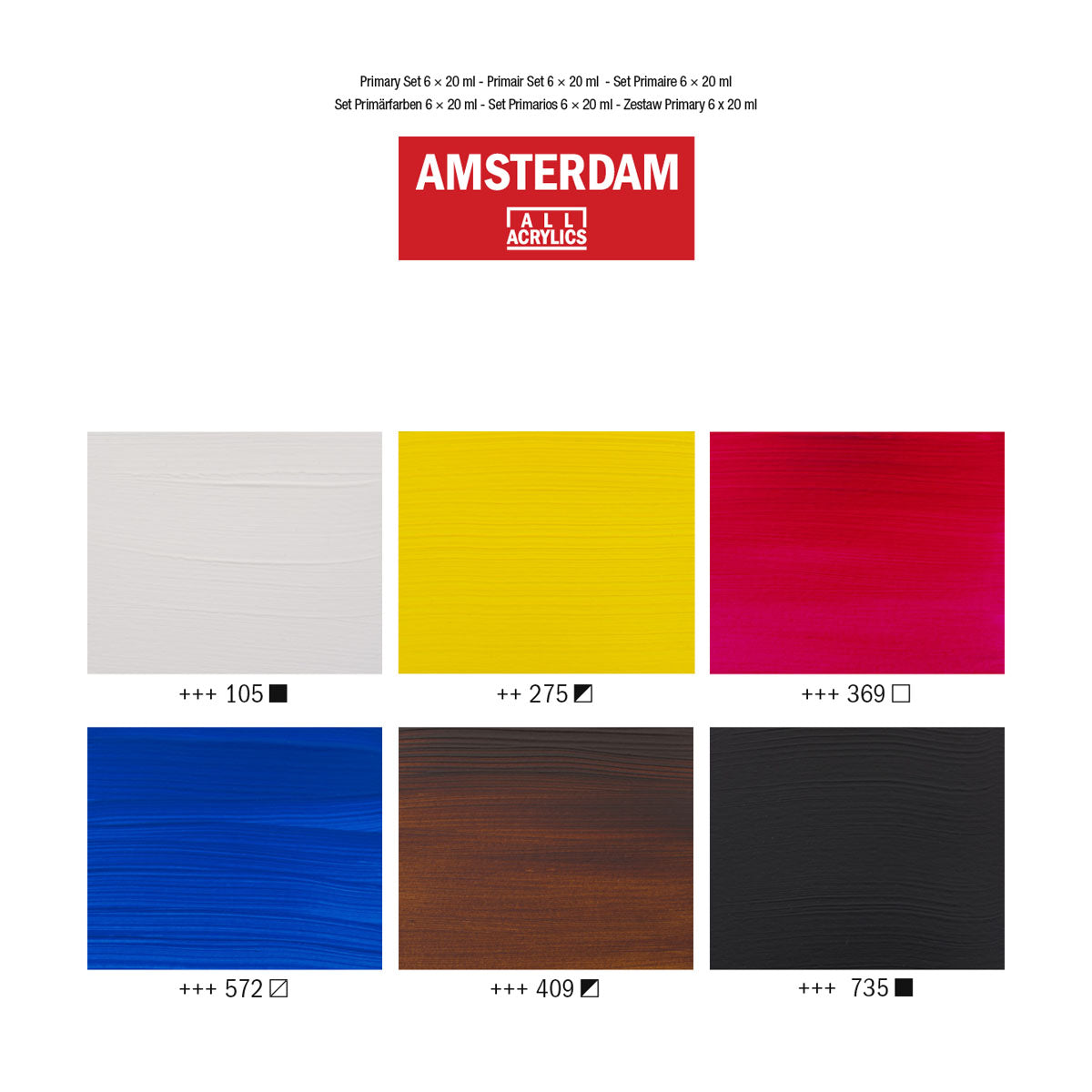 Amsterdam Standard Acrylic Paint 20 ml 6 Set Primary