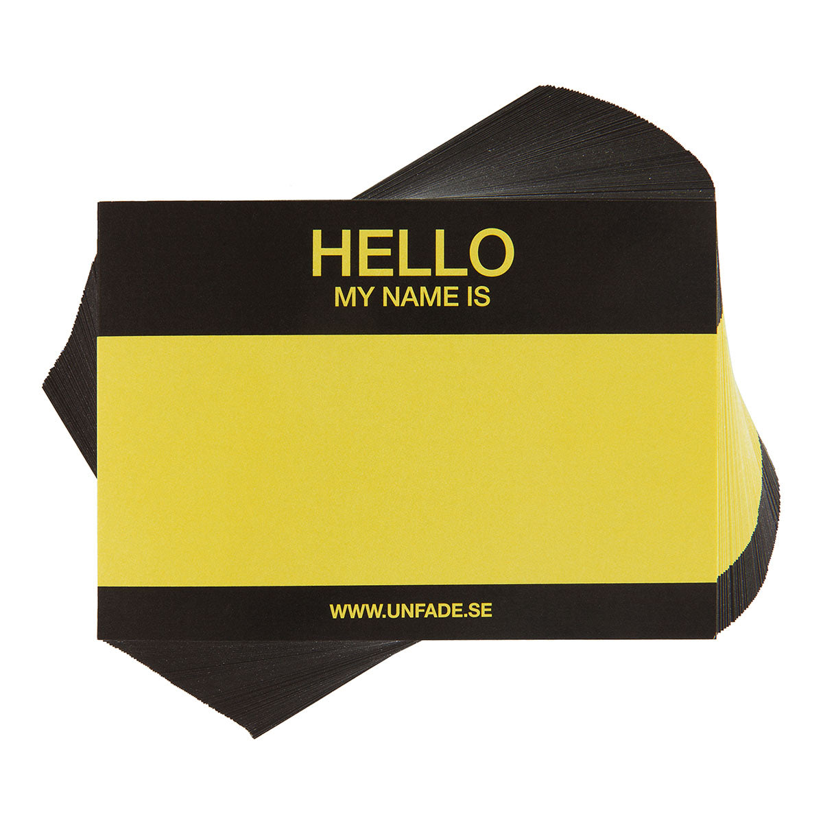 Hello My Name Is Stickers Black &amp; Yellow, 100 pcs